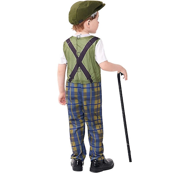 2-12 år gamla barn pojke morfar 100 dagar i skolan Äldre kläder Finklänning Jumpsuit Hatt glasögon set 10-12 years old