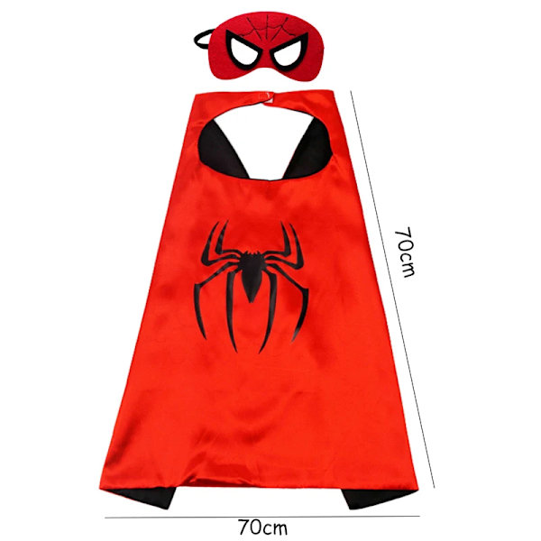 Barnens röda Spiderman Cosplay-cape Mask Kid Super Hero Mask/Handskar 3-12 år gammal pojke födelsedagspresent cloak A