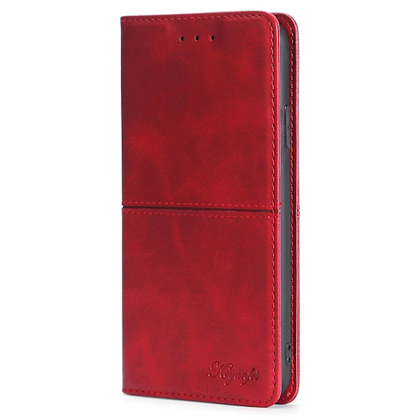 För Xiaomi Redmi Note 12 4g Korthållare Cover Kohud Texture Pu Läderställ Phone case Shell Red