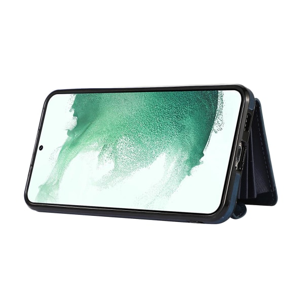 För Samsung Galaxy S22+ 5g Anti-fall phone case Rfid blockerande kortväska Pu Läder+tpu cover med stöd Blue