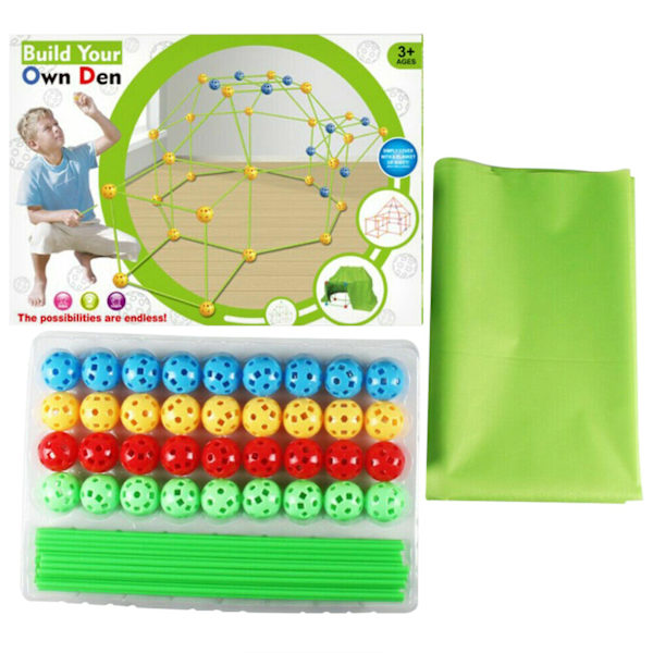 DIY Pärltält Forts Byggsats Leksakstänkande Logik Träningsleksaker för barns födelsedag 36balls 51sticks 1t