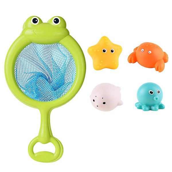 Baby Söta djur Badleksak Simma Vatten Led Light Up Leksaker Mjukt gummi Float Induktion Lysande grodor För barn Lek Roliga presenter C Set B