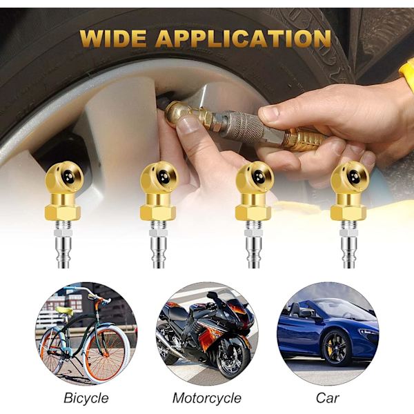 4PCS Kulinflator Air Chuck, 1/4&#39;&#39; FNPT Closed Flow Air Chuck, däckinflatortillbehör, Closed Ball Tire Air Chuck med 1/4 tum F