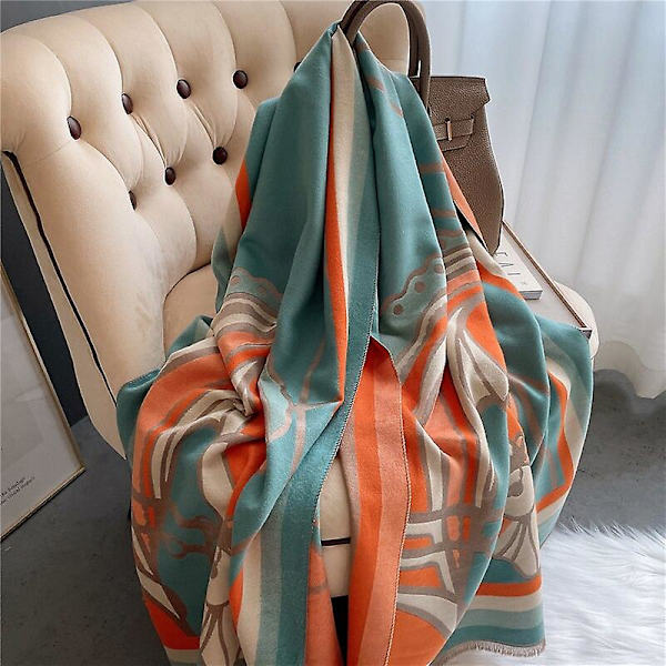 Märke 2022 Dam Vinter Varm Cashmere Pashmina Scarf Lyx Printe Tjock Stor Sjal Wrap Bufanda Filt Designer Foulard WYT31 6