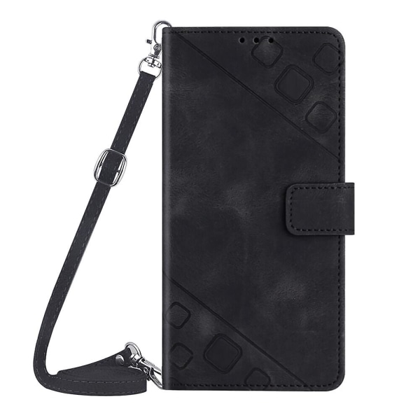 Case till Ipod Touch 7 med långhalsband Läder Flip Cover Kompatibel med Ipod Touch 7 Case Black