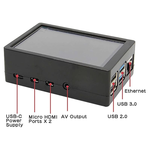 3,5 tums Tft LCD-kontaktskärm 320x480 upplösning Abs- case + pekpenna för Raspberry Pi 4 B black none