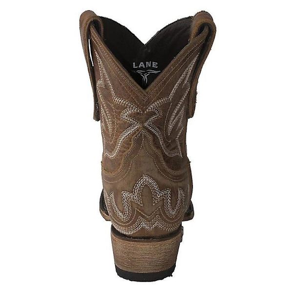 Kvinnor Retro Western Cowboy Cowgirl Broderi Spetsiga Tå Ankel Boots Låg Block Heel Booties Skor Storlek GREY EU 39