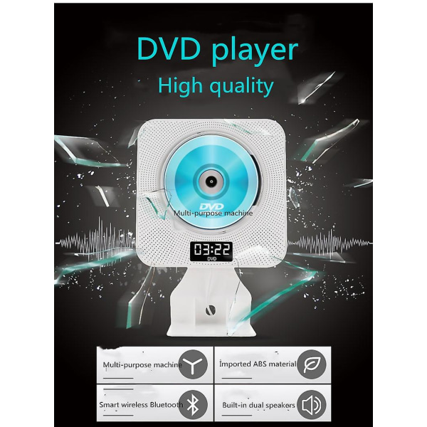 Väggmonterad Bluetooth Cd-spelare med fjärrskärm Bluetooth -funktion Cd-spelare stöder Mp3 Wma Vcd Dvd-format Engelska Learni Blue