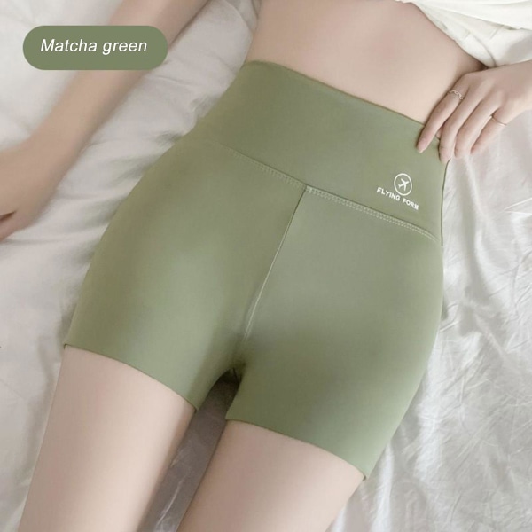 Kvinnors Biker Shorts med fickor hög midja yoga byxor Grön L