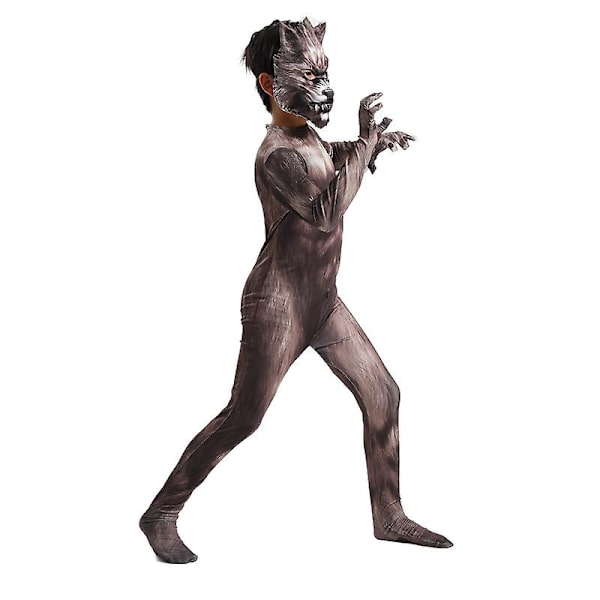 Werewolf Cosplay Dräkt Jumpsuit 3d Mask Kostym Bodysuit Karneval Födelsedagsfest Kläder Djur Varg Kostym För Barn Vuxen _iu