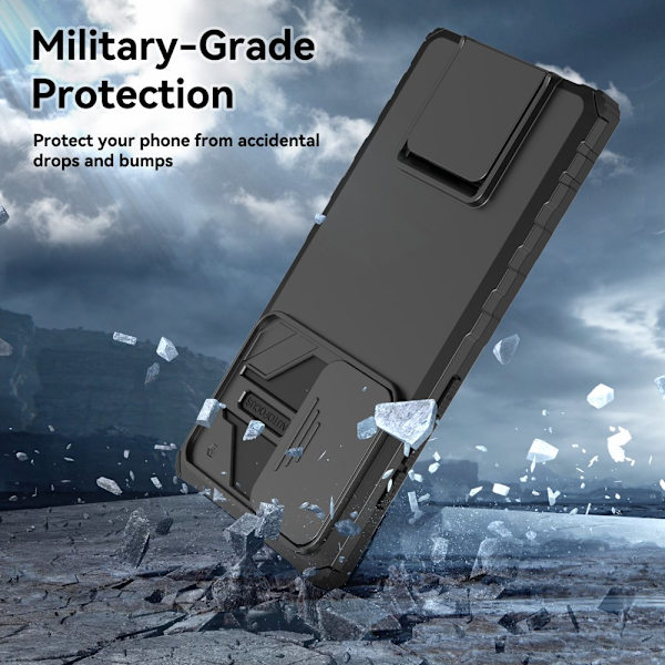 Htwon för Samsung Galaxy S23 Ultra phone case med cover Justerbart ställ, blå black