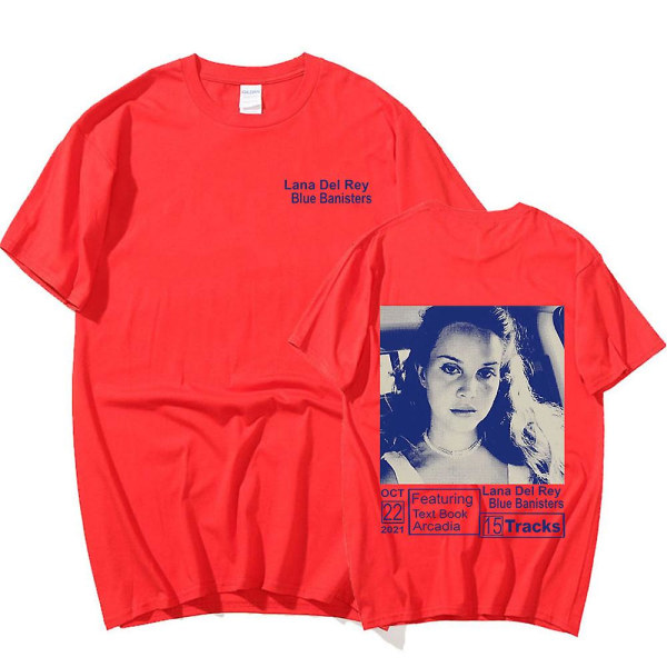 Sångerska Lana Del Rey T-shirt Blå räcken Musikalbum Kortärmade Grafiska T-shirts Vintage Harajuku T-shirts Streetwear Unisex Navy Blue L