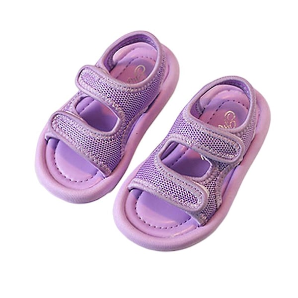 Kids Peep Toe Fotvandring Casual Skor Justerbara Mesh Sandaler Ankelband Tofflor Purple EU 26=Tag size 28