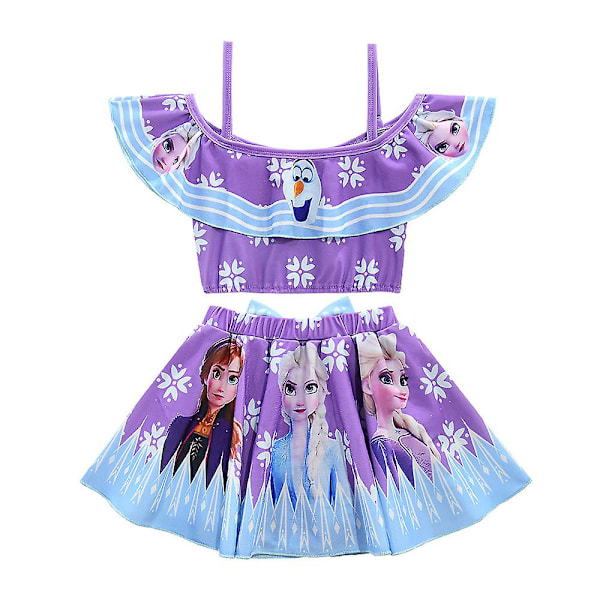 4-8 år Flickor Frozen Elsa Anna Ruffle Badkläder Baddräkter Purple 7-8 Years