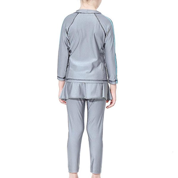 Modest Burkini Badkläder Barn Flickor Muslimska Islamiska Baddräkt Strandkläder Grey 2-3 Years