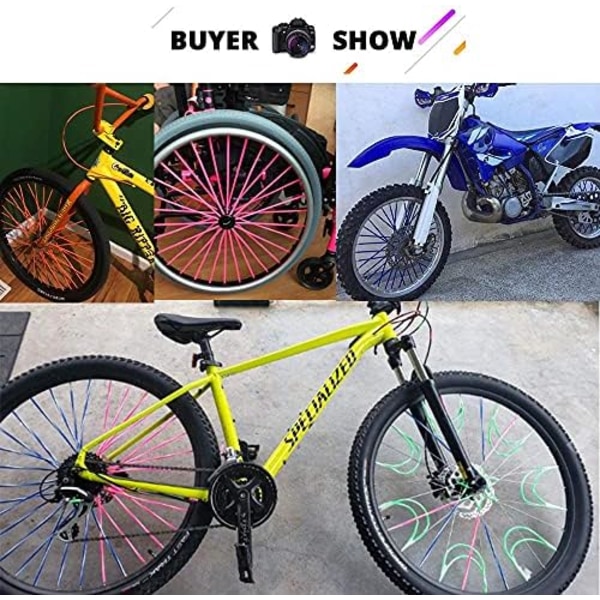 Universal Cykel Cykel Ekerskydd - 72st Motorcykel Rullstol Hjul Eker Wraps, Dirt Bike Eker Skin, Pipe Trim för 8&#34;-21&#34; Spok black