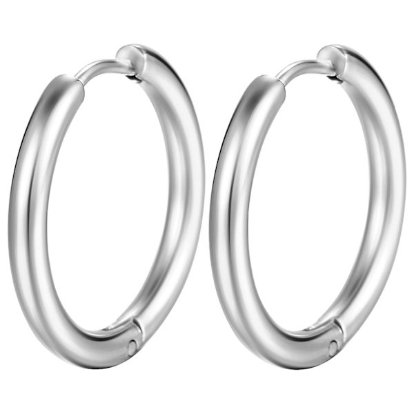 1 par Män Kvinnor Mode Smycken Bankett Daglig Shiny Hoop Örhängen Titan Stål Silver 2.5x14mm/0.1x0.55in