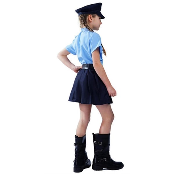 Barn Tjej Halloween Polis Uniform Cosplay Kostym Festival Fest Fancy Dress Outfit 3-4 Years