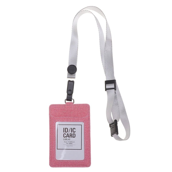 Tygmärkeshållare Löstagbara ID-hållare med nackrem För dagligt bruk Studenter (vertikal version, rosa+grå) Pink none