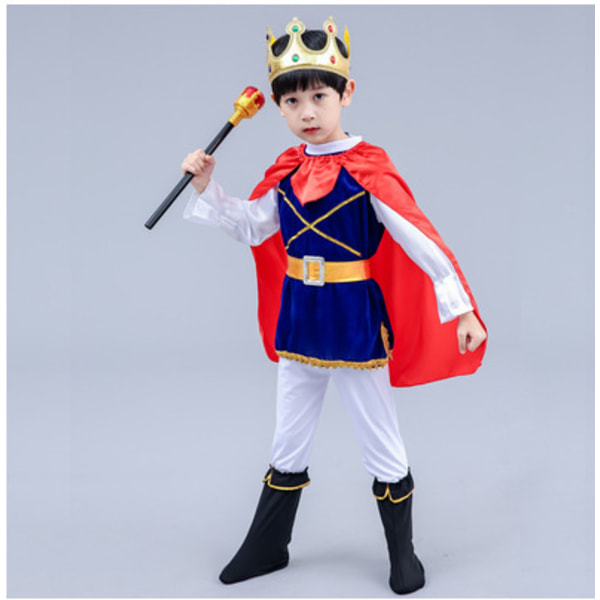 Prinsessklänning Barn Halloween Kung Cosplay Maskeraddräkt Snövit Dräkt Blue Long Sleeve Prince 140cm