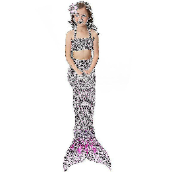 Barn Flickor Mermaid Tail Bikini Set Badkläder Baddräkt Simdräkt Hög kvalitet A Purple 130
