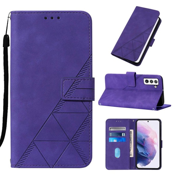 Phone case för Galaxy S22 5G cover, Allytech Avtagbar handledsrem Flip Stand Korthållare Magnetlås Slim Fit Skrapfritt case purple