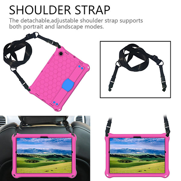 Samsung Galaxy Tab A8 case Barnvänligt, skärmskydd, slitstarkt stötsäkert case med axelrem och handrem, bekvämt Rose Blue none