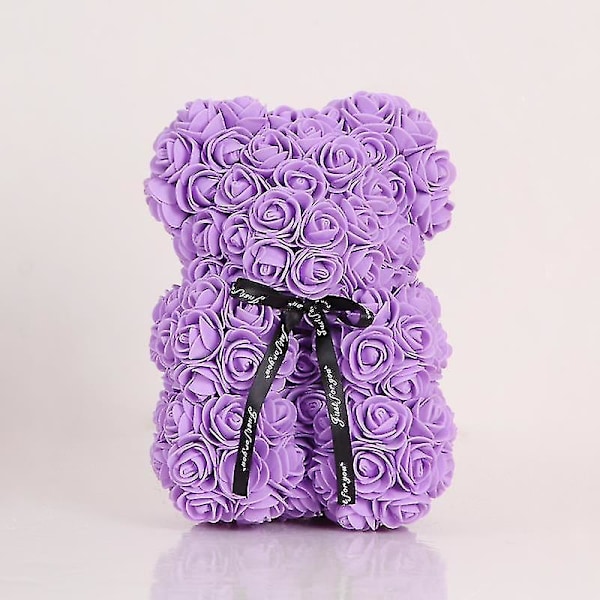 Alla hjärtans dag present 25cm Rose Teddy Bear Från Blommor Björn Med Blommor Röd Rose Björn Purple none