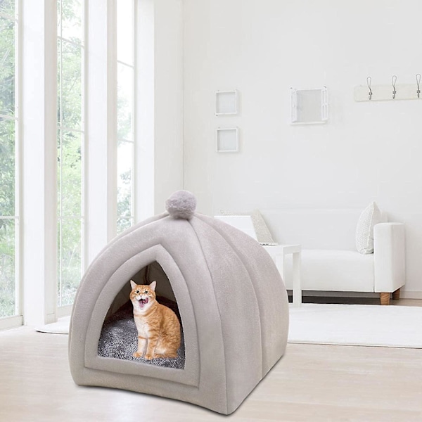 Kattsäng Grotta Tvättbar Varm Katt Hus Husdjur Hund Grotsäng Pet Cave Igloo säng Katt Tältsängar för innekatter Små hundvalp , M M