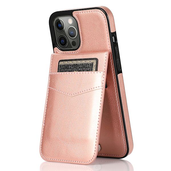 Korthållare Cover För Iphone 13 Pro , Pu Läder + Tpu Case Med Kickstand Rose Gold