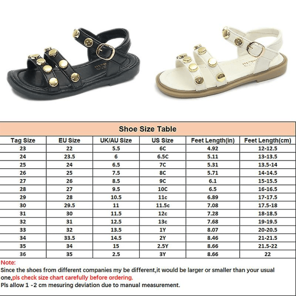 Flickor Öppen Tå Klänning Sandal Casual Strand Flats Ankelrem Sandaler Black EU 24