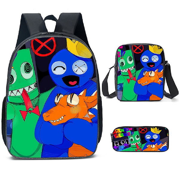 Roblox Rainbow Friends 3d- printed skolväska Set Barn Studenter Skolryggsäck Lunchväska Case Present B