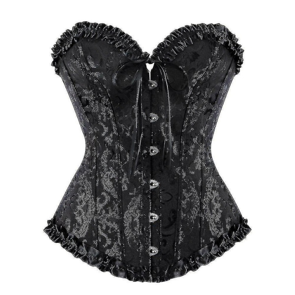 Korsetter Klänningar För kvinnor Plus Size Kostym Overbust Burlesk Korsett Och Mini Kjol Set Tutu Corselet black 4XL