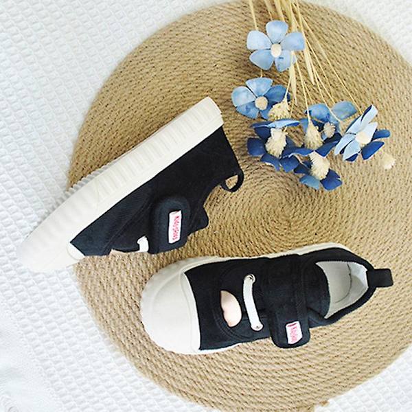 Barnandning Andningsbara Magiska Tejp Flats Pojkar Utomhus Bekväma Enfärgade Skor Halkfria Black EU 30