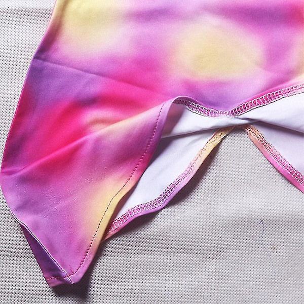 Barn Flickor Mermaid Tail Bikini Set Beach Badkläder Baddräkt 3st/ set Purple Yellow 7-8 Years