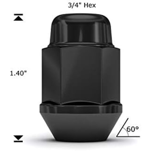 White Knight 1707S-20AM Chrome M12x1,50 Bulge Acorn Lug Nut, 20 Count (Pack of 1) Black 4 Pack Lug Nut