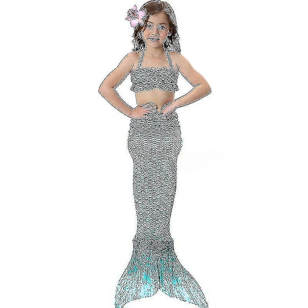 Barn Flickor Mermaid Tail Bikini Set Badkläder Baddräkt Simdräkt Hög kvalitet A Dark Green 110