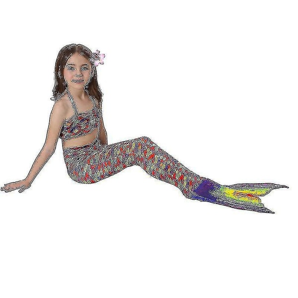 Barn Flickor Mermaid Tail Bikini Set Badkläder Baddräkt Simdräkt Hög kvalitet Multi 140
