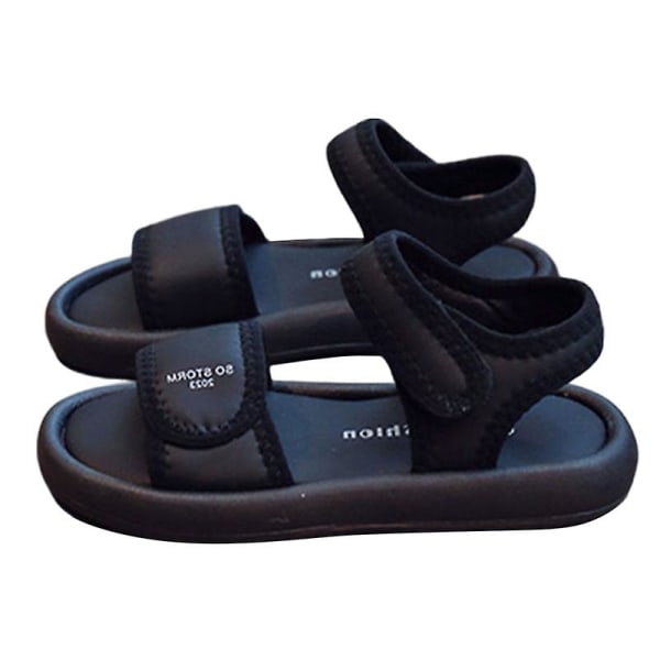 Unisex Outdoor Platta Sandaler Mode Komfort Atletisk Casual Skor Tjock Sula Sommarsko Black EU 32=Tag Size 34