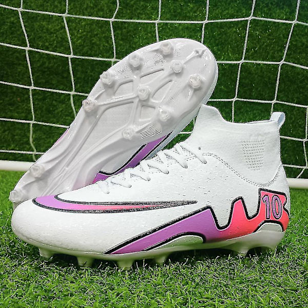 Fotbollsskor för män Skor Pojkar Atletisk Utomhus Inomhus Fast Fotbollsskor Bekväma fotbollsskor 499 White Pink 43