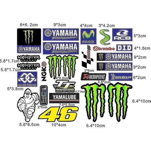 Racerbil Motorcykel Monster Energy Stickers Hjälmdekaler för Yamaha Honda Kawasaki Suzuki Tw Yamaha Ghost Claw none