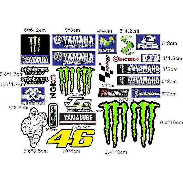 Racerbil Motorcykel Monster Energy Stickers Hjälmdekaler för Yamaha Honda Kawasaki Suzuki Tw Yamaha Ghost Claw none