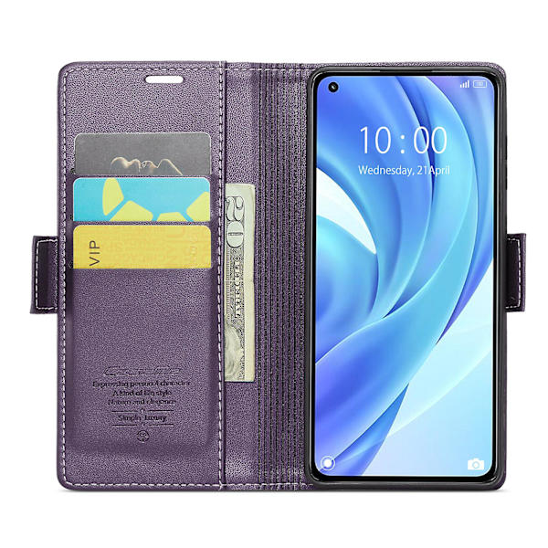 Caseme 023 Series Case För Xiaomi Mi 11 Lite 4g / 5g / 11 Lite 5g Ne , Pu Läder Litchi Texture Stand Rfid Blocking Phone Cover Purple