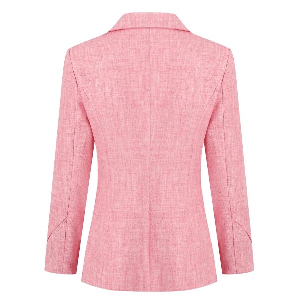 Yynuda dam 2-delad kontorskläder metallspänne Slim Fit affärsdräkt (kavaj + byxor) Pink L