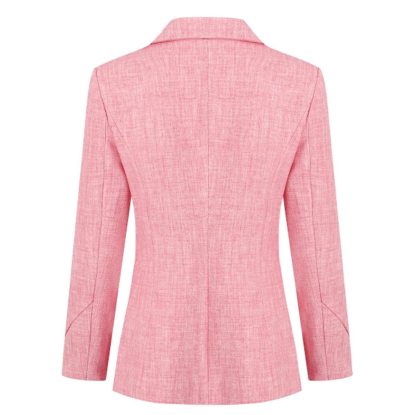 Yynuda dam 2-delad kontorskläder metallspänne Slim Fit affärsdräkt (kavaj + byxor) Pink M
