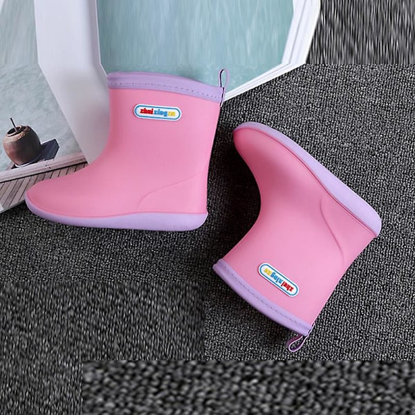 Toddler Pure Color Boots Casual All Seasons Shoes Round Toe Flats Pink-2 29.5