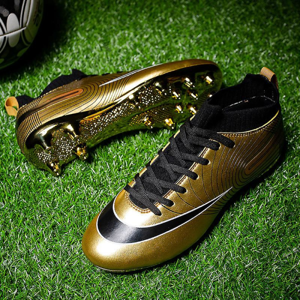 KIDENG Fotbollsskor för män Fotbollsskor med hög ankel för vuxna Grästräning Sport Skor Sneakers Yj32751G Gold 41