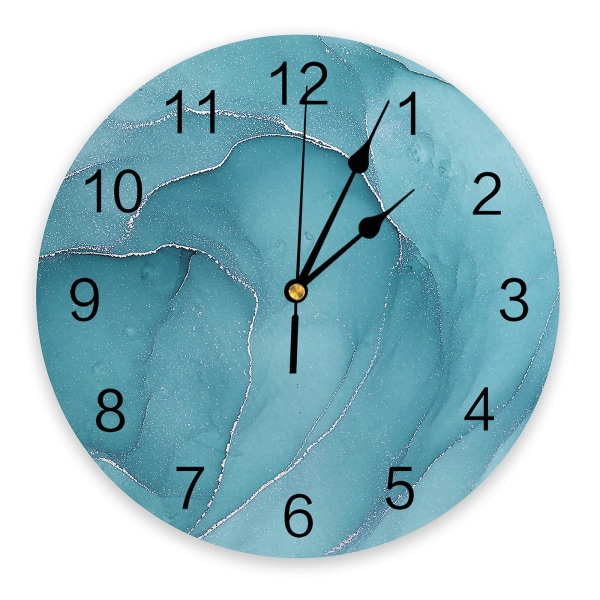 Marble Agate Silent Wall Clock Mode Vardagsrumsklocka Modern heminredning runda watch WWF00062 35X35cm