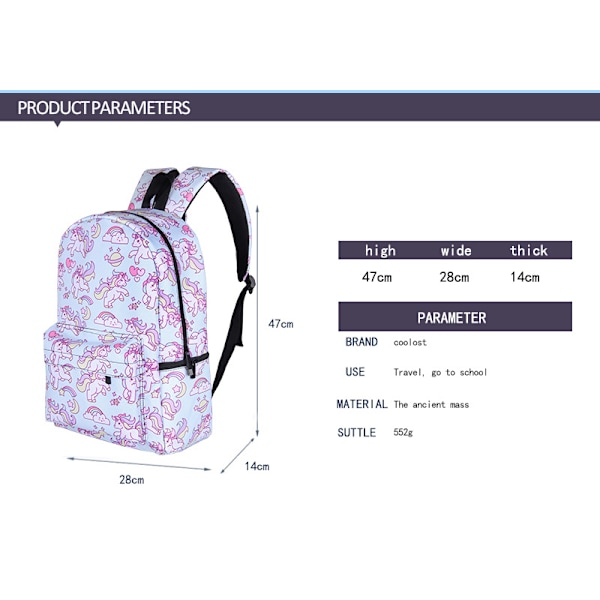 Unicorn Ryggsäck Student Ryggsäck F3