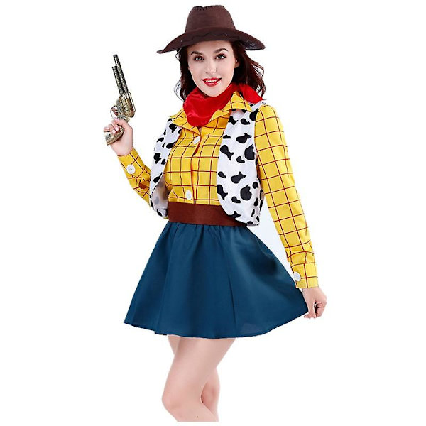Cosplay Story Woody Costume Sets Cowboy Julklänning Unisex Sheriff's Halloween Carnival Dress Up Party Toy Scen Prestanda Hög kvalitet Man M